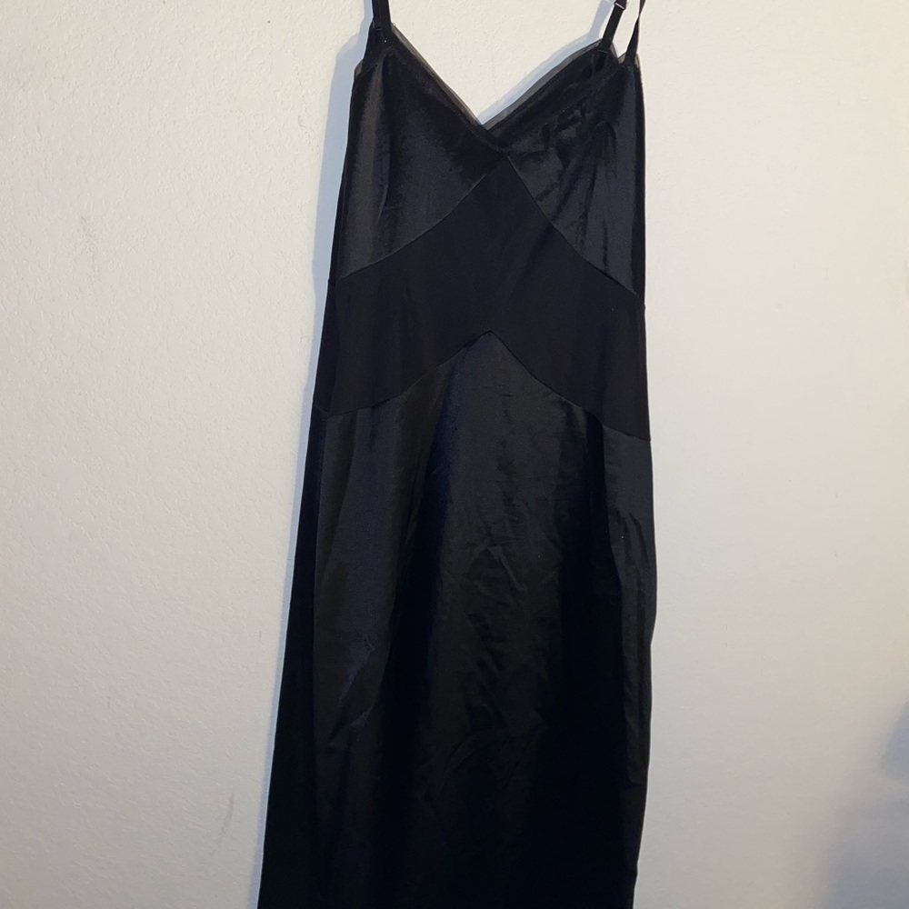 Vintage Vanity Fair Mesh Trim Black Bias Midi Coquette Fairy Slip Dress/Gown 8 - Picture 11 of 14